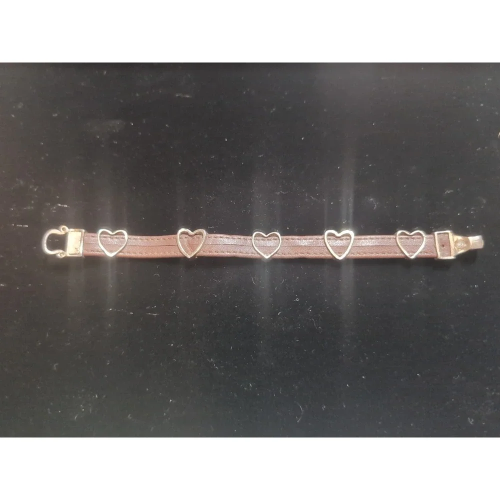 Leather Strap Bracelet Turquoise Color Hearts Magnetic Clasp